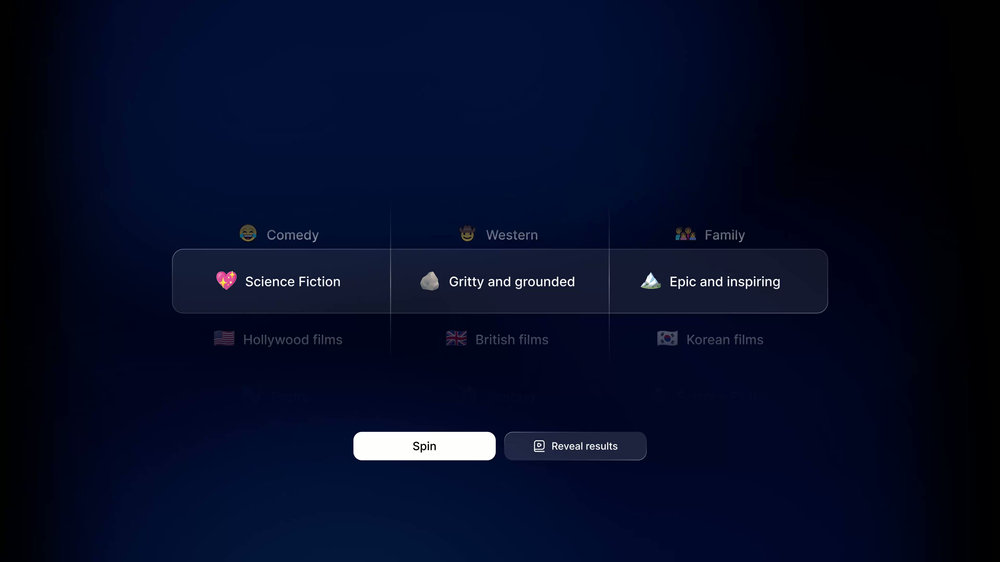 MYTVOnline 4 Spin-functie met combinaties van genres en voorkeuren
