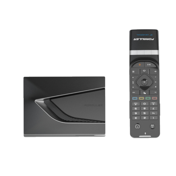 Formuler Z12 Ultra SE mediaspeler met GTV-BT3 afstandsbediening vanuit een andere hoek