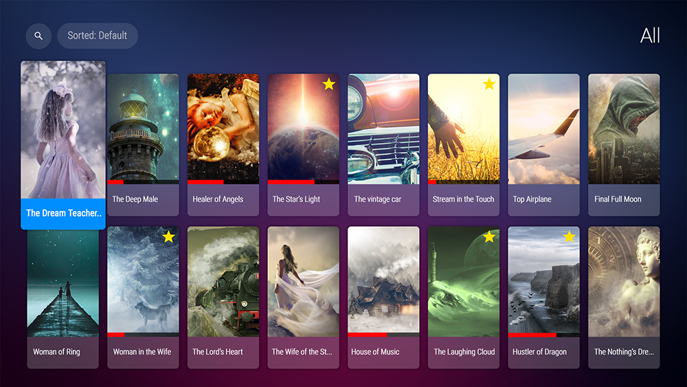 Overzicht van films en series in MYTVOnline 2 met zoekfunctie